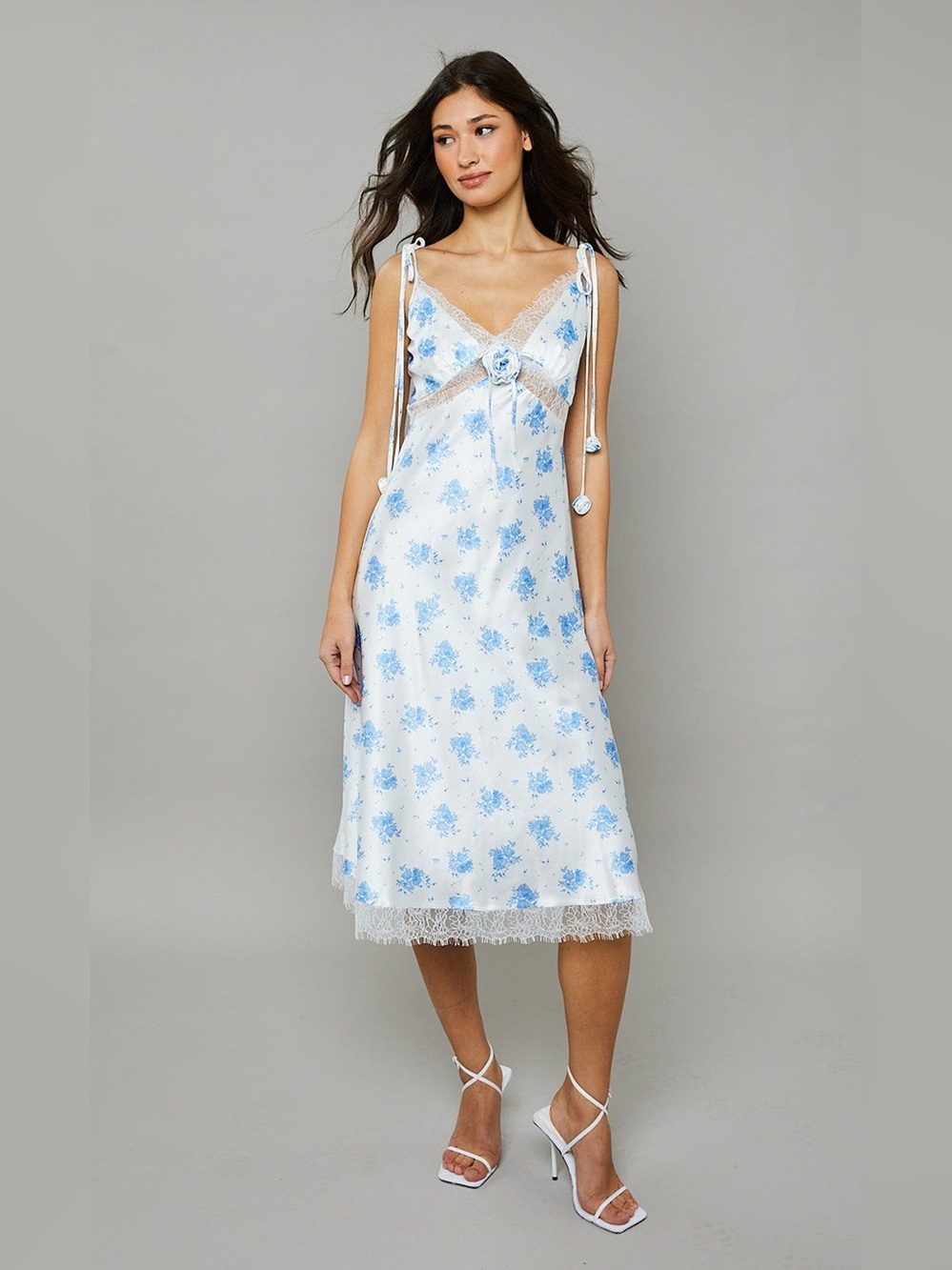 Rare London Blue Cami-floral Lace
Slip Midi Dress. Size 6.